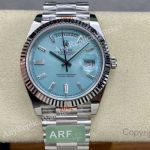 1:1 Clone Rolex Day-date Stainless Steel Blue Baguette Diamonds 3235 Watch